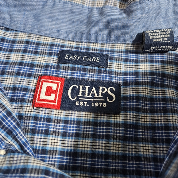 Chaps EUC Men's Blue Plaid Shirt • Size L - Picture 3 of 11